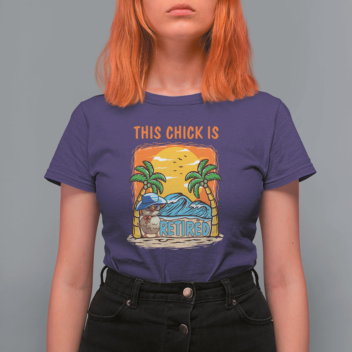 Retirement T Shirt For Women This Chick Is Retired Women Relax At The Beach - Wonder Print Shop