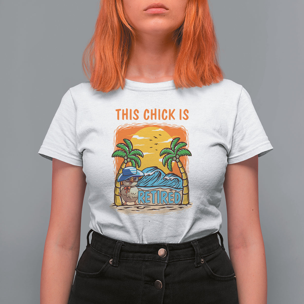 Retirement T Shirt For Women This Chick Is Retired Women Relax At The Beach - Wonder Print Shop