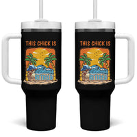 Funny Retirement Tumbler With Handle This Chick Is Retired Women Relax At The Beach