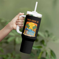 Funny Retirement Tumbler With Handle This Chick Is Retired Women Relax At The Beach