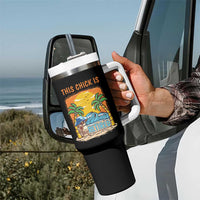 Funny Retirement Tumbler With Handle This Chick Is Retired Women Relax At The Beach