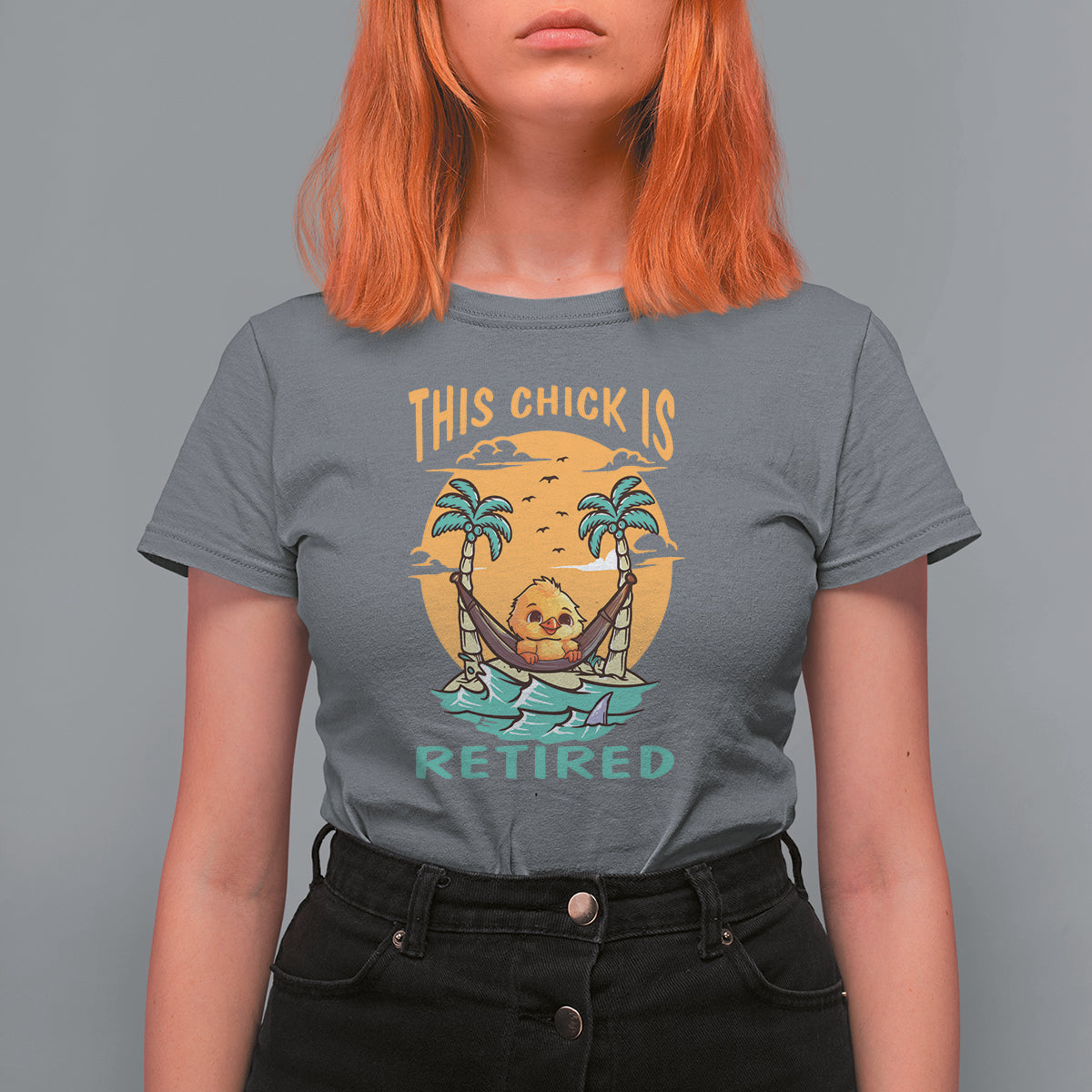 Retirement T Shirt For Women This Chick Is Retired Women Relax At The Beach - Wonder Print Shop