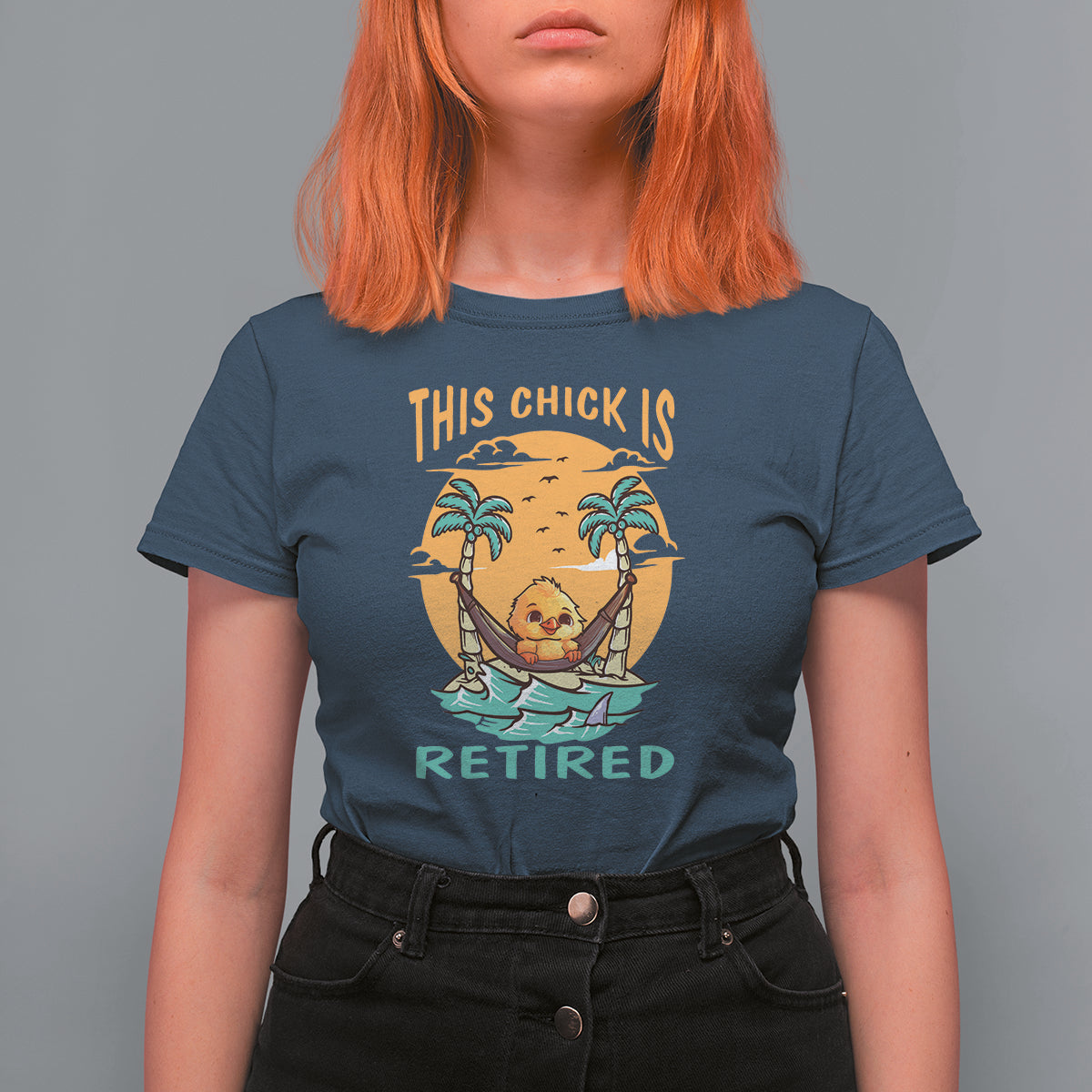 Retirement T Shirt For Women This Chick Is Retired Women Relax At The Beach - Wonder Print Shop