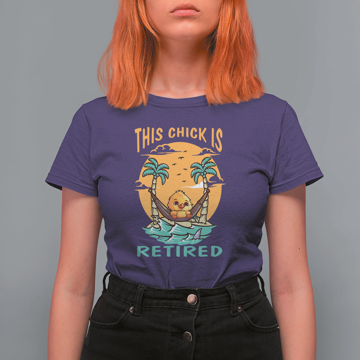 Retirement T Shirt For Women This Chick Is Retired Women Relax At The Beach - Wonder Print Shop
