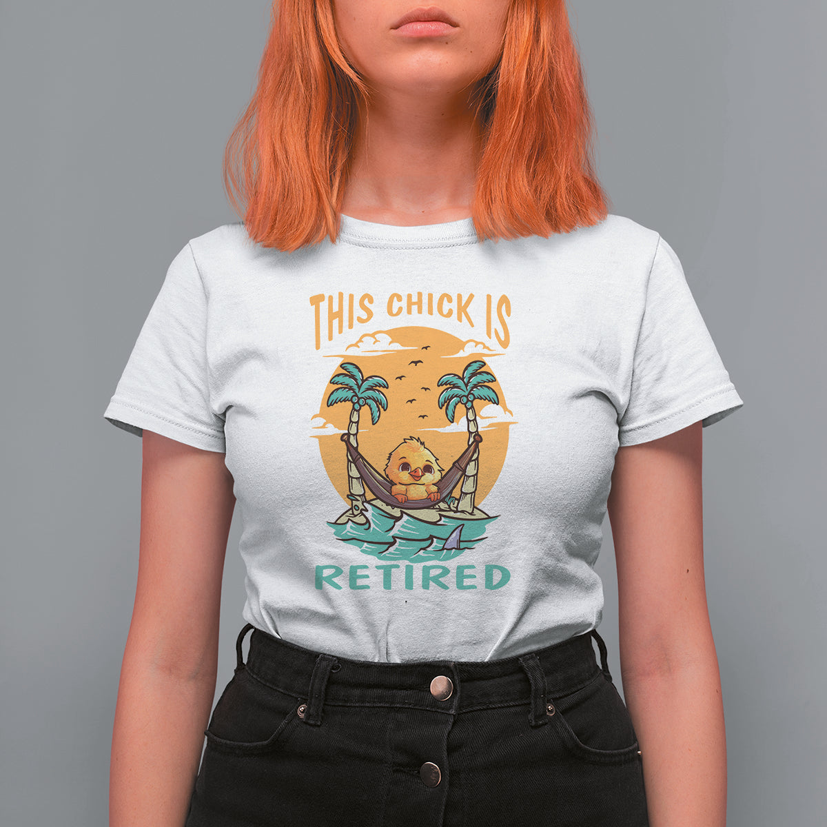 Retirement T Shirt For Women This Chick Is Retired Women Relax At The Beach - Wonder Print Shop
