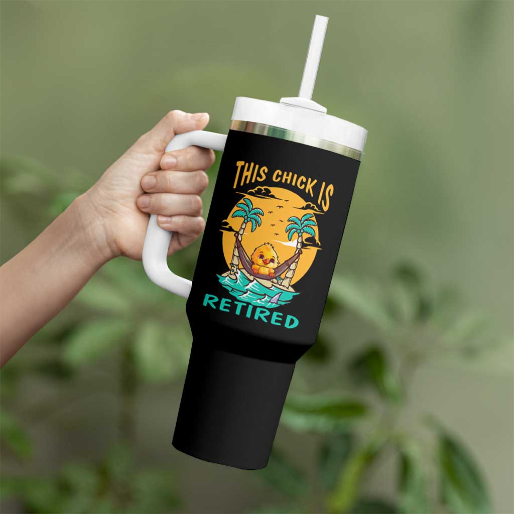 Retirement Tumbler With Handle This Chick Is Retired Women Relax At The Beach