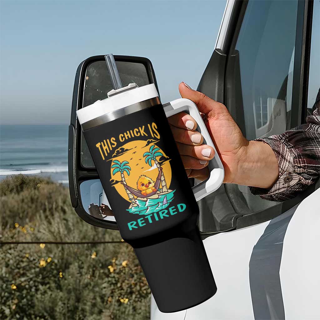 Retirement Tumbler With Handle This Chick Is Retired Women Relax At The Beach