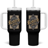 Funny Retirement Tumbler With Handle I'm Retired Every Hour Is A Happy Hour