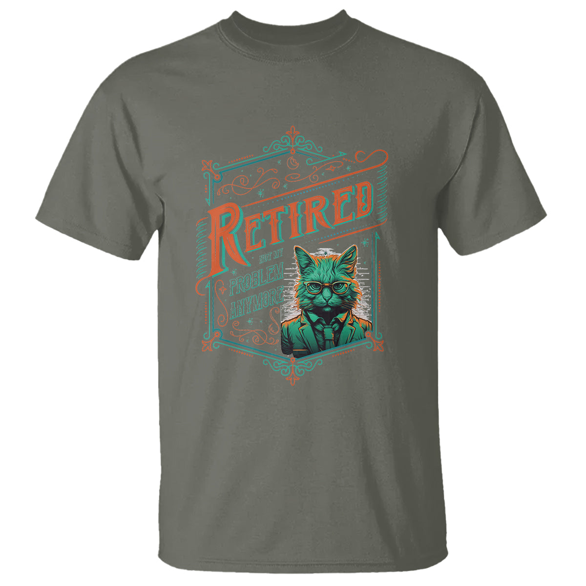 Retirement T Shirt Cool Cat Retired Not My Problem Anymore - Wonder Print Shop