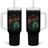 Retirement Tumbler With Handle Cool Cat Retired Not My Problem Anymore