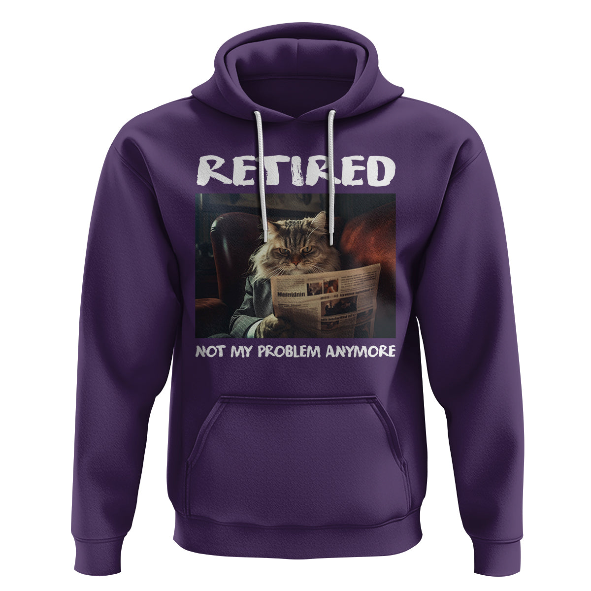 Retirement Hoodie Funny Cat Retired Not My Problem Anymore - Wonder Print Shop
