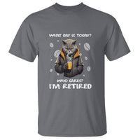 Retirement T Shirt What Day Is Today Who Cares Im Retired Funny Cat Drinking Coffee - Wonder Print Shop