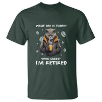 Retirement T Shirt What Day Is Today Who Cares Im Retired Funny Cat Drinking Coffee - Wonder Print Shop