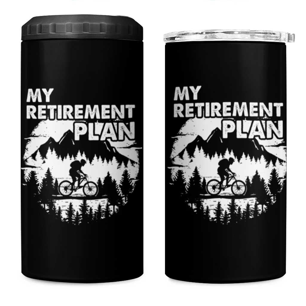 Retirement Plan Funny Retired Rider Riding Bicycle 4 in 1 Can Cooler Tumbler