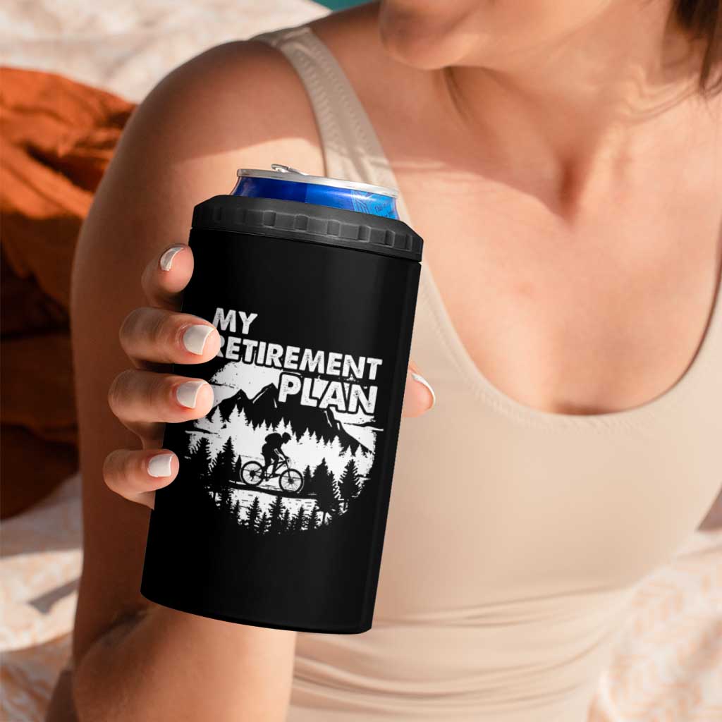 Retirement Plan Funny Retired Rider Riding Bicycle 4 in 1 Can Cooler Tumbler