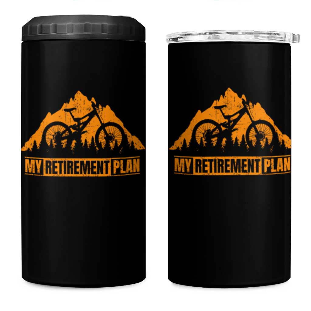 Funny Retirement Plan 4 in 1 Can Cooler Tumbler Retired Rider Riding Bicycle