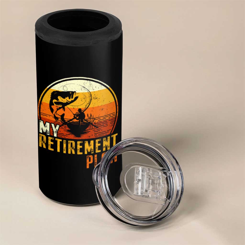 Funny Retirement Plan 4 in 1 Can Cooler Tumbler Retired Fisherman Fishing
