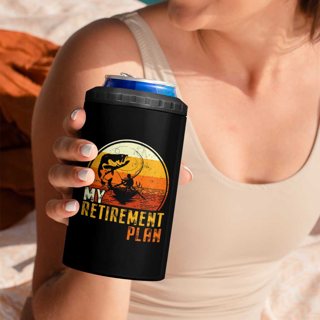 Funny Retirement Plan 4 in 1 Can Cooler Tumbler Retired Fisherman Fishing