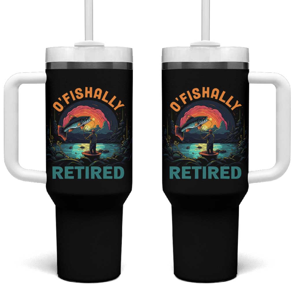 Funny Retirement Tumbler With Handle O'fishally Retired Fishing Men