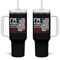 Funny Retirement Tumbler With Handle I'm A Dad A Grandpa And A Retired Army Nothing Scares Me