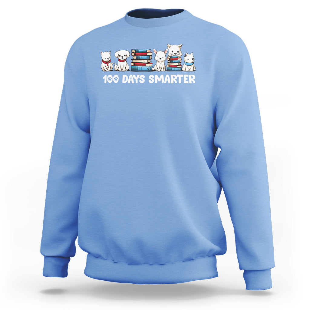 100th Day Of School Sweatshirt 101 Days Smarter Cute Dog Puppy - Wonder Print Shop