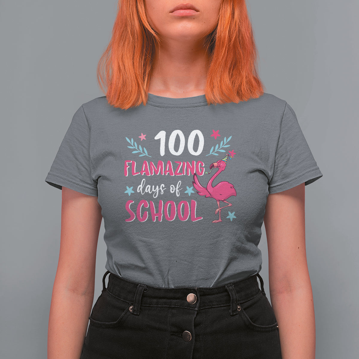 100th Day Of School T Shirt For Women 100 Flamazing Days Flamingo - Wonder Print Shop