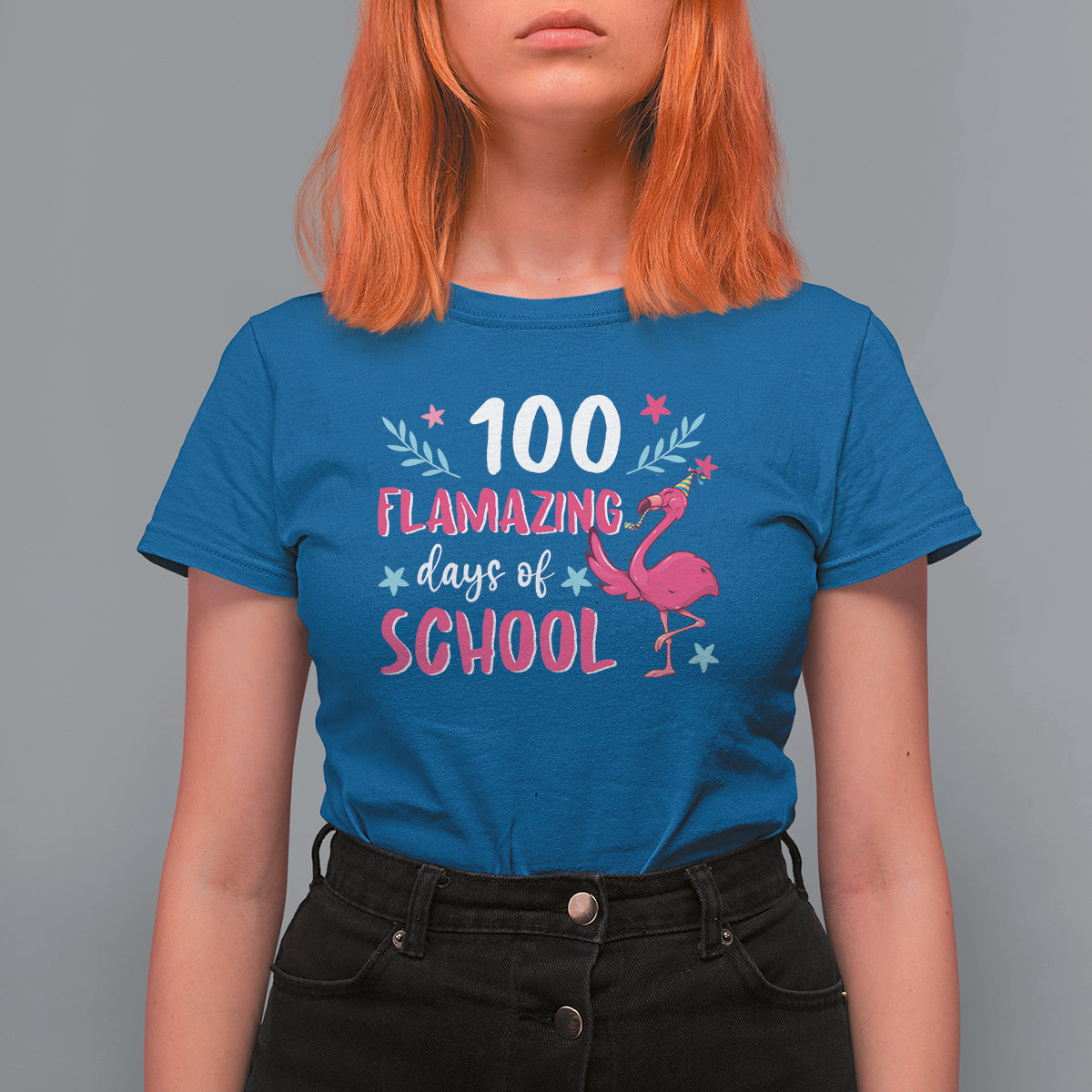 100th Day Of School T Shirt For Women 100 Flamazing Days Flamingo - Wonder Print Shop