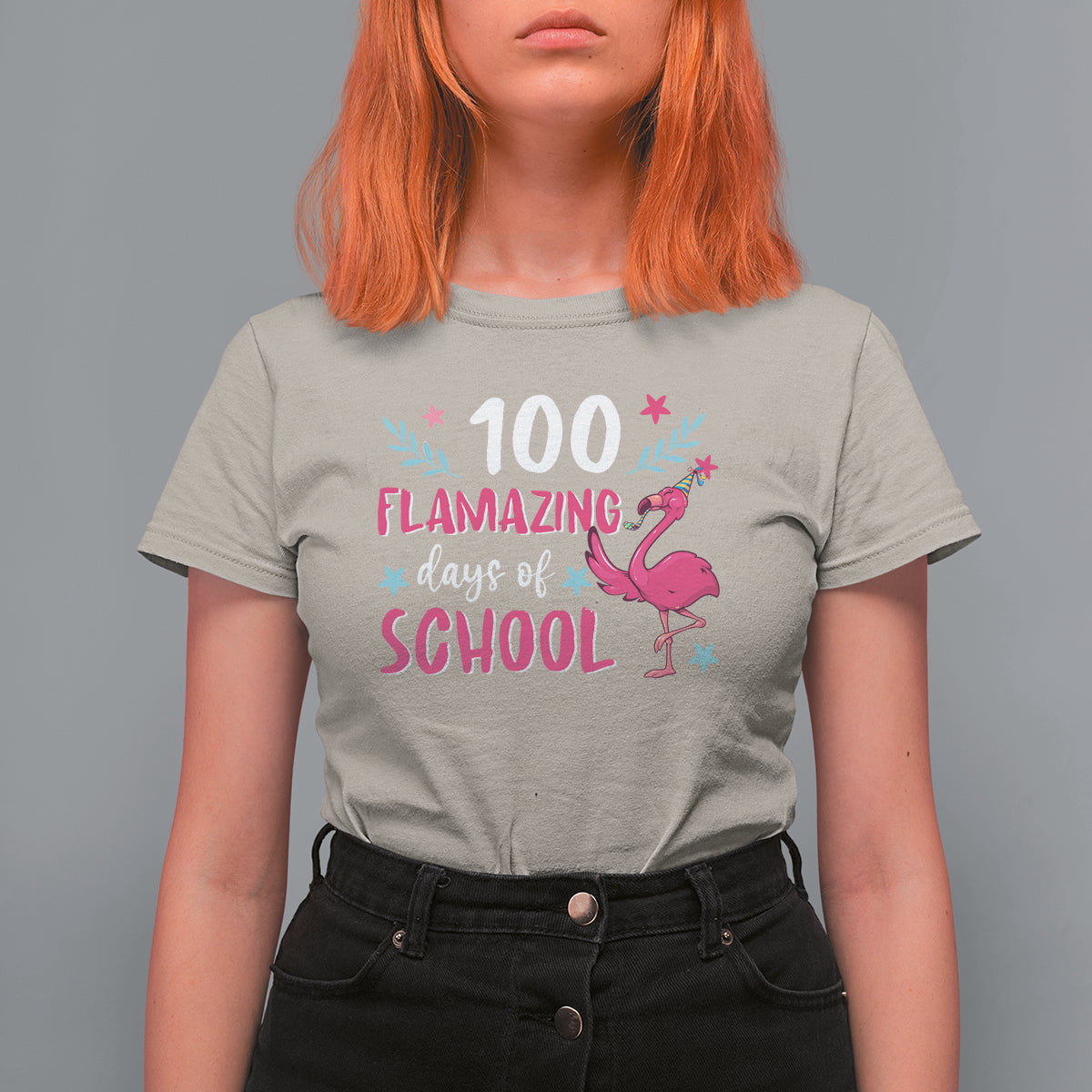 100th Day Of School T Shirt For Women 100 Flamazing Days Flamingo - Wonder Print Shop