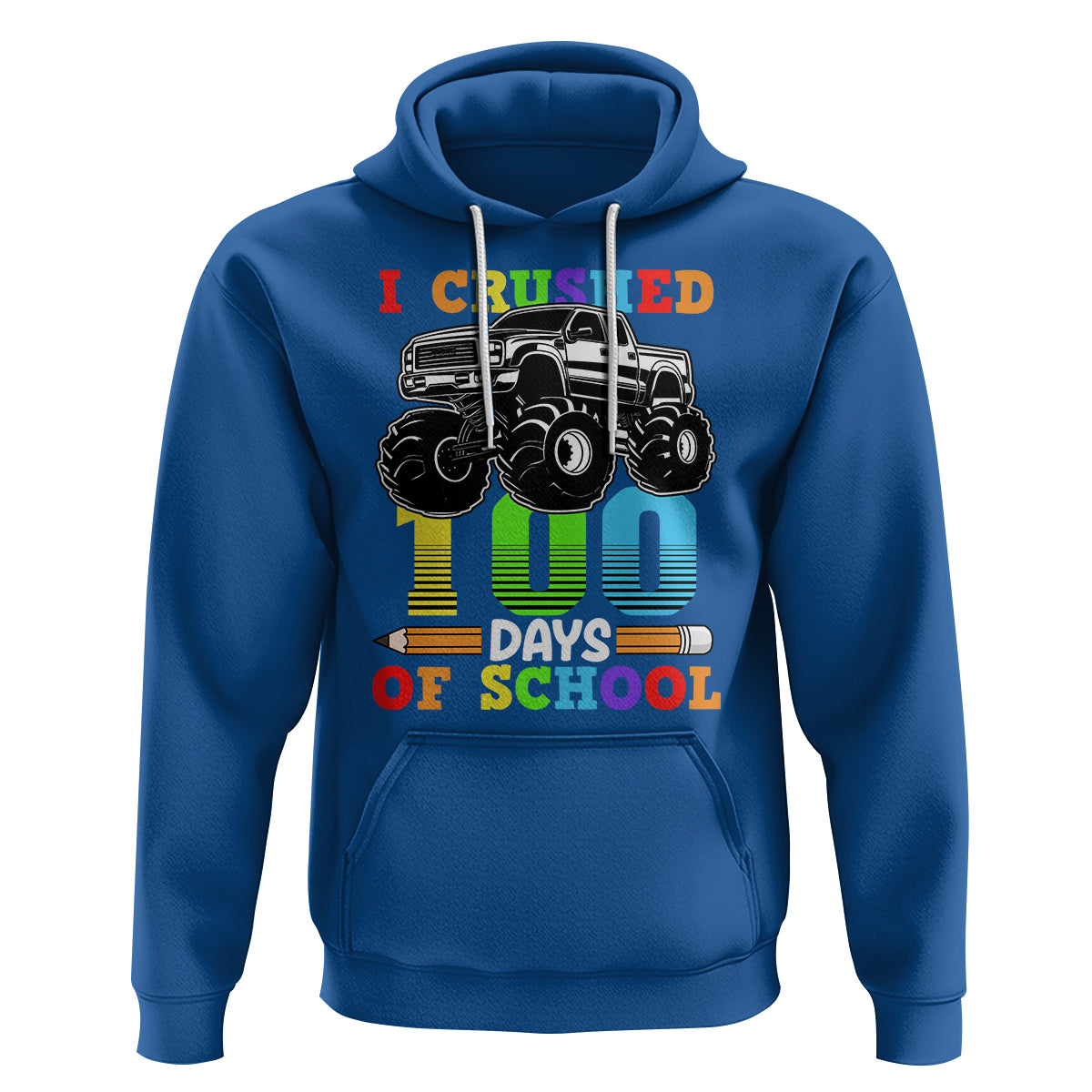 100th Day Of School Hoodie I Crushed 100 Days Monster Truck - Wonder Print Shop