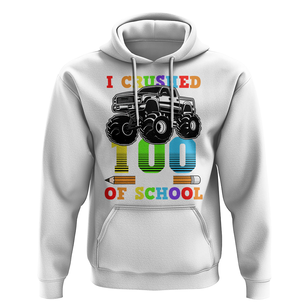 100th Day Of School Hoodie I Crushed 100 Days Monster Truck - Wonder Print Shop