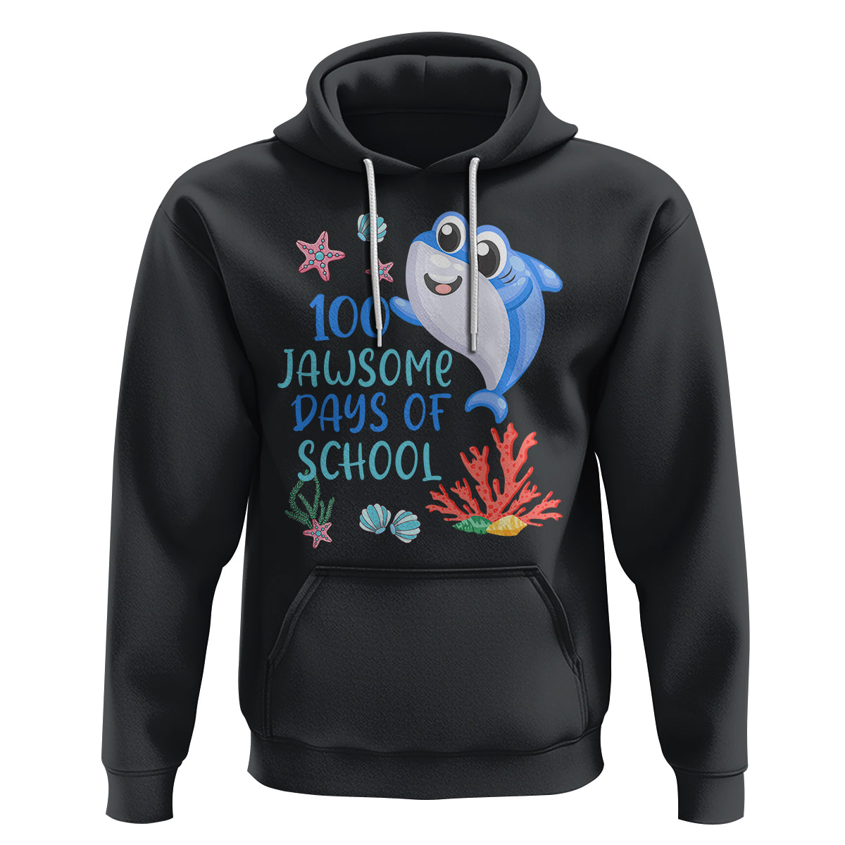 100th Day Of School Hoodie 100 Jawsome Days Funny Shark - Wonder Print Shop