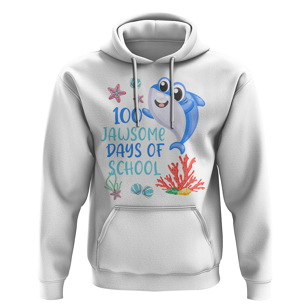 100th Day Of School Hoodie 100 Jawsome Days Funny Shark - Wonder Print Shop