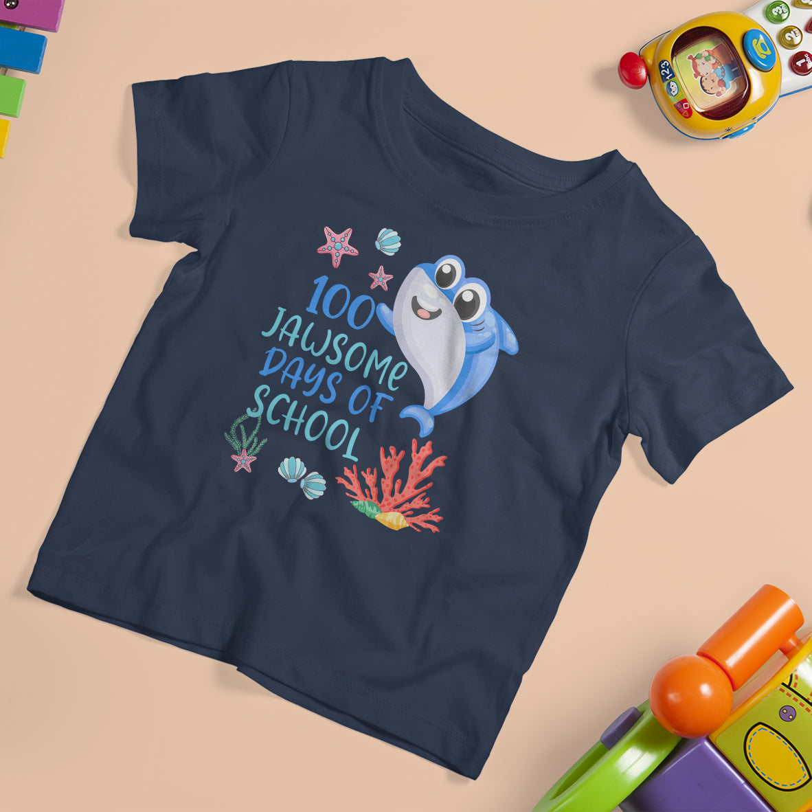 100th Day Of School T Shirt For Kid 100 Jawsome Days Funny Shark - Wonder Print Shop