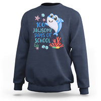 100th Day Of School Sweatshirt 100 Jawsome Days Funny Shark - Wonder Print Shop