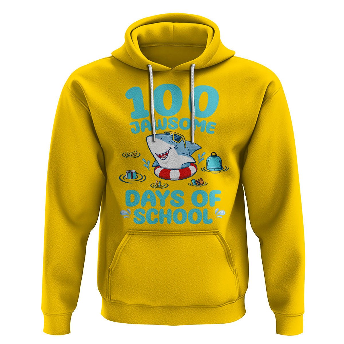 100th Day Of School Hoodie 100 Jawsome Days Funny Shark - Wonder Print Shop
