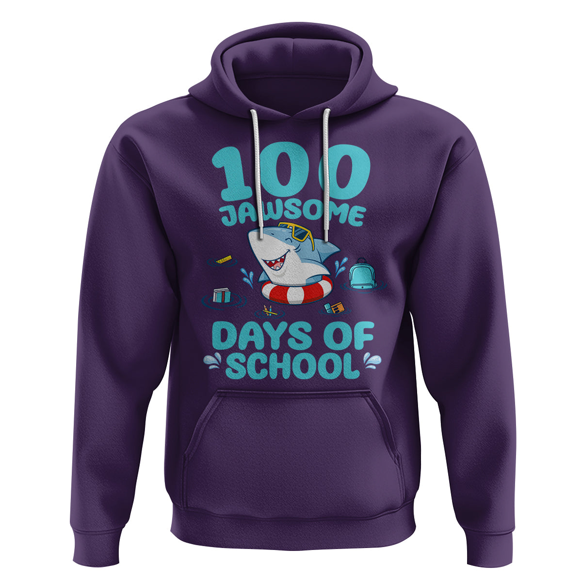 100th Day Of School Hoodie 100 Jawsome Days Funny Shark - Wonder Print Shop
