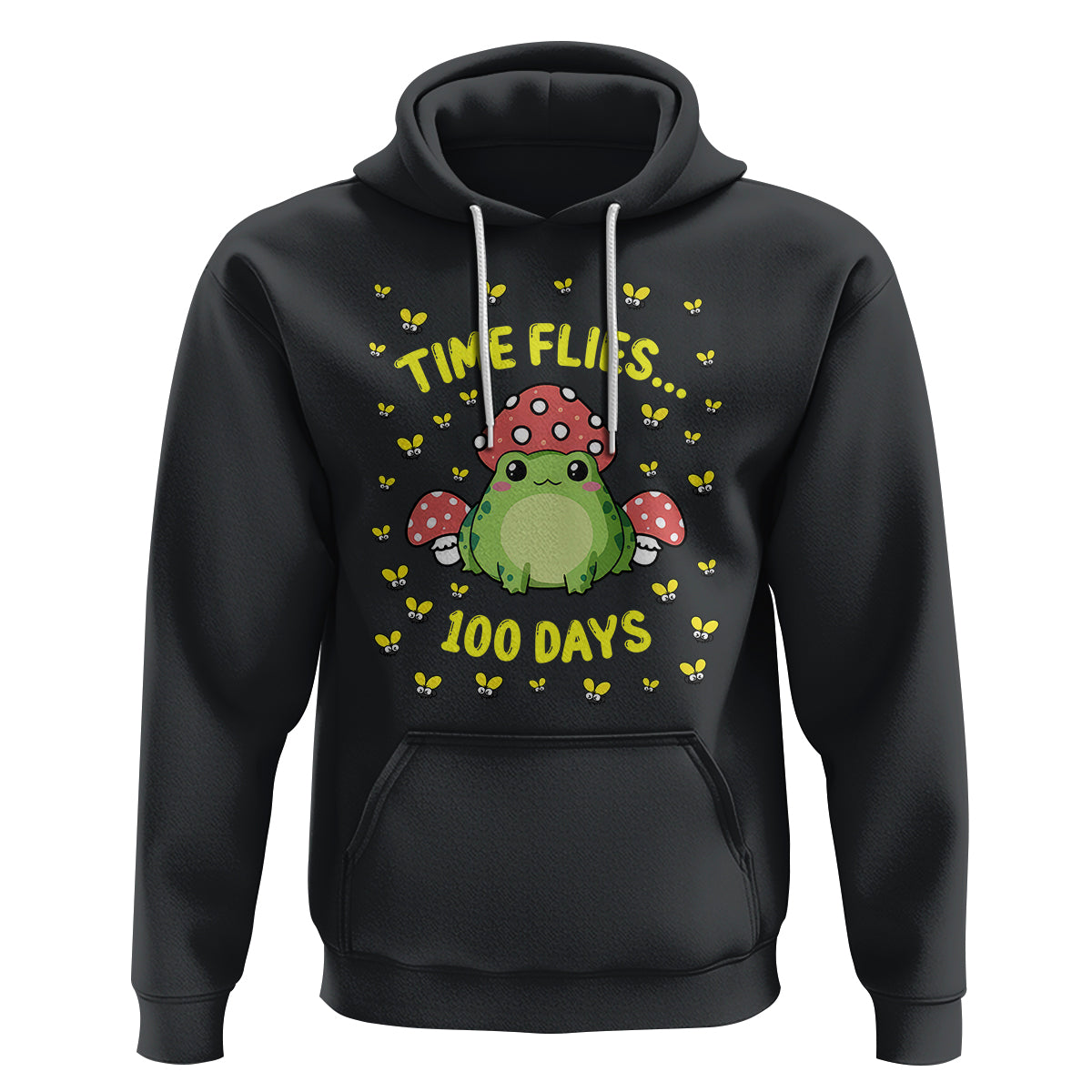 100th Day Of School Hoodie Time Flies Frog 100 Days - Wonder Print Shop