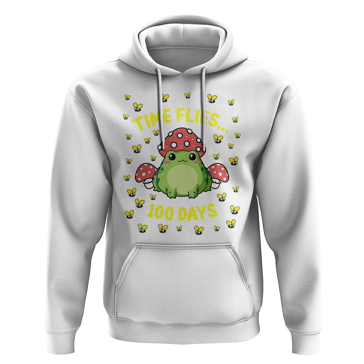100th Day Of School Hoodie Time Flies Frog 100 Days - Wonder Print Shop