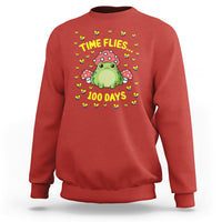 100th Day Of School Sweatshirt Time Flies Frog 100 Days - Wonder Print Shop