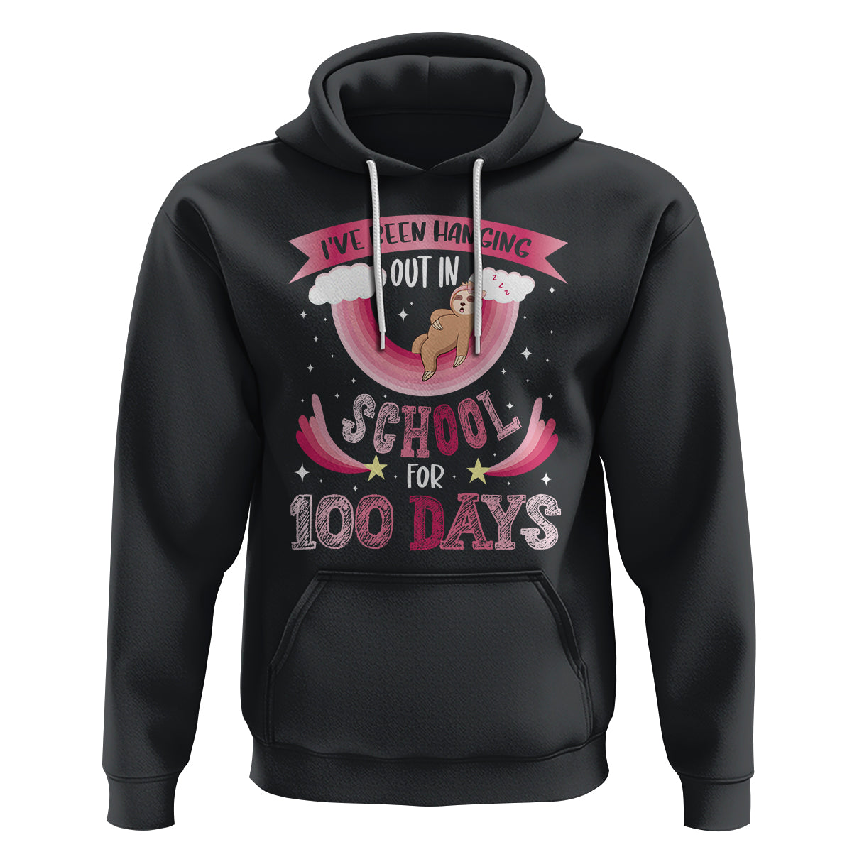 100th Day Of School Hoodie Hanging Out In School For 100 Days Funny Sloth - Wonder Print Shop