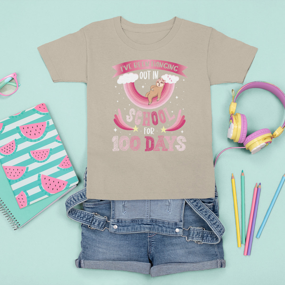 100th Day Of School T Shirt For Kid Hanging Out In School For 100 Days Funny Sloth - Wonder Print Shop