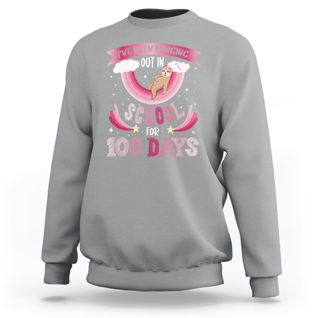 100th Day Of School Sweatshirt Hanging Out In School For 100 Days Funny Sloth - Wonder Print Shop
