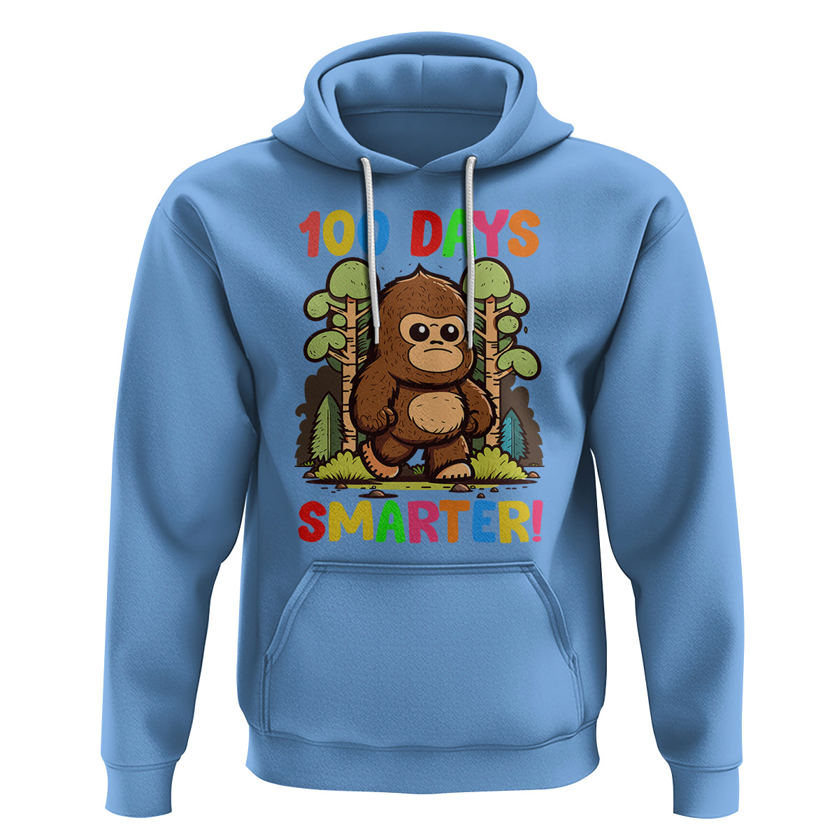 100th Day Of School Hoodie 100 Days Smarter Cute Bigfoot Sasquatch - Wonder Print Shop