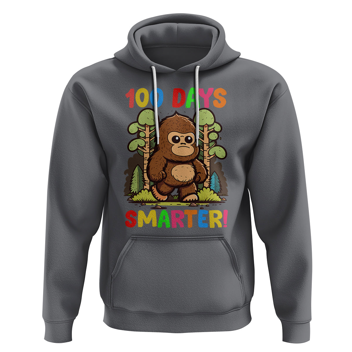 100th Day Of School Hoodie 100 Days Smarter Cute Bigfoot Sasquatch - Wonder Print Shop