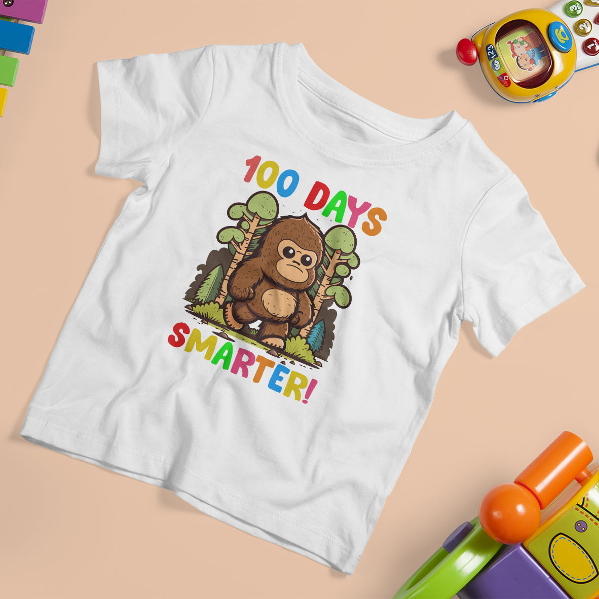 100th Day Of School T Shirt For Kid 100 Days Smarter Cute Bigfoot Sasquatch - Wonder Print Shop