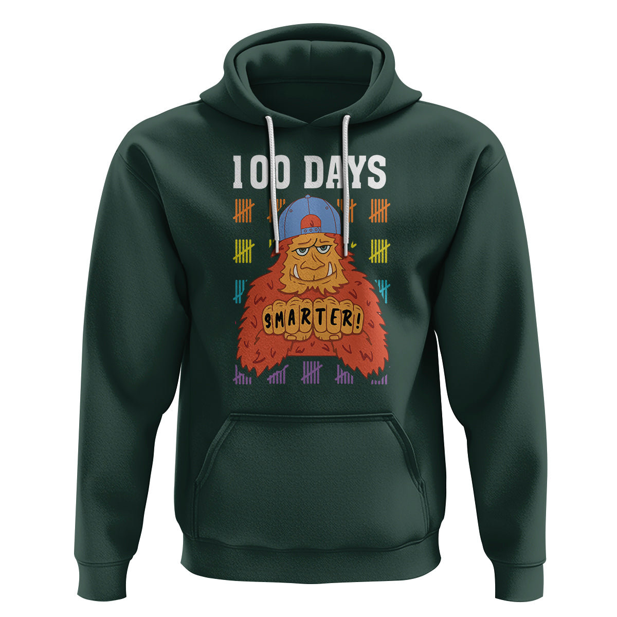 100th Day Of School Hoodie 101 Days Smarter Cool Bigfoot Sasquatch - Wonder Print Shop