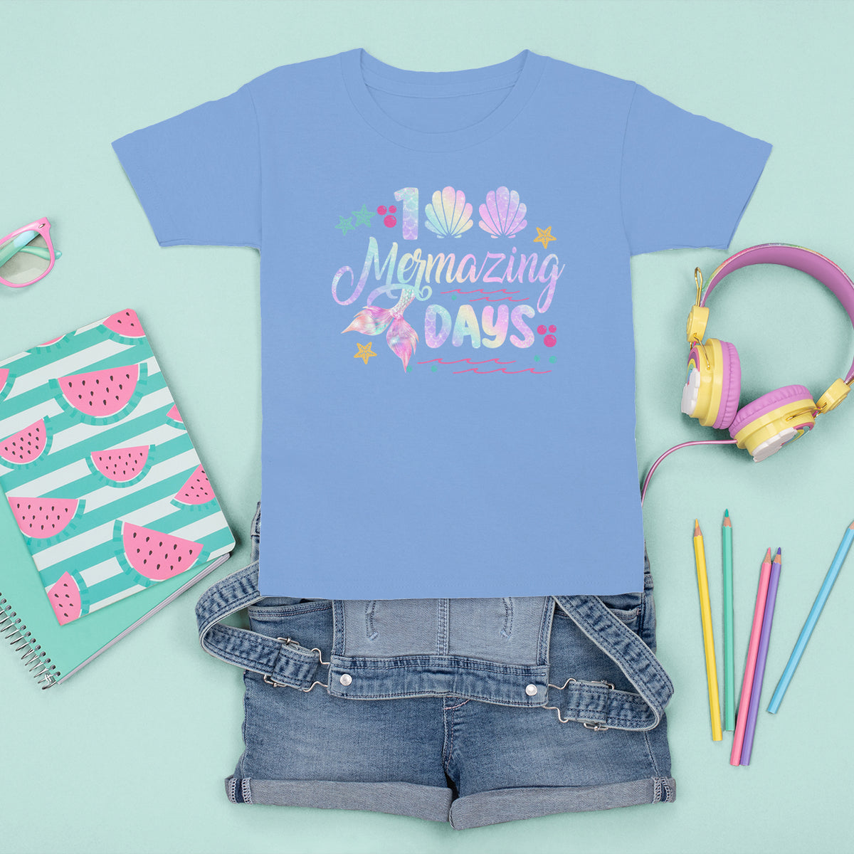 100th Day Of School T Shirt For Kid 101 Mermazing Days Mermaid - Wonder Print Shop