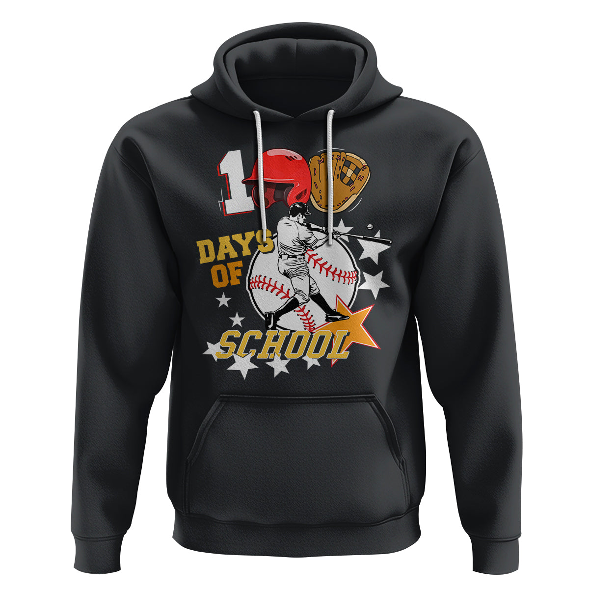 100th Day Of School Cool Baseball Player Hoodie - Wonder Print Shop