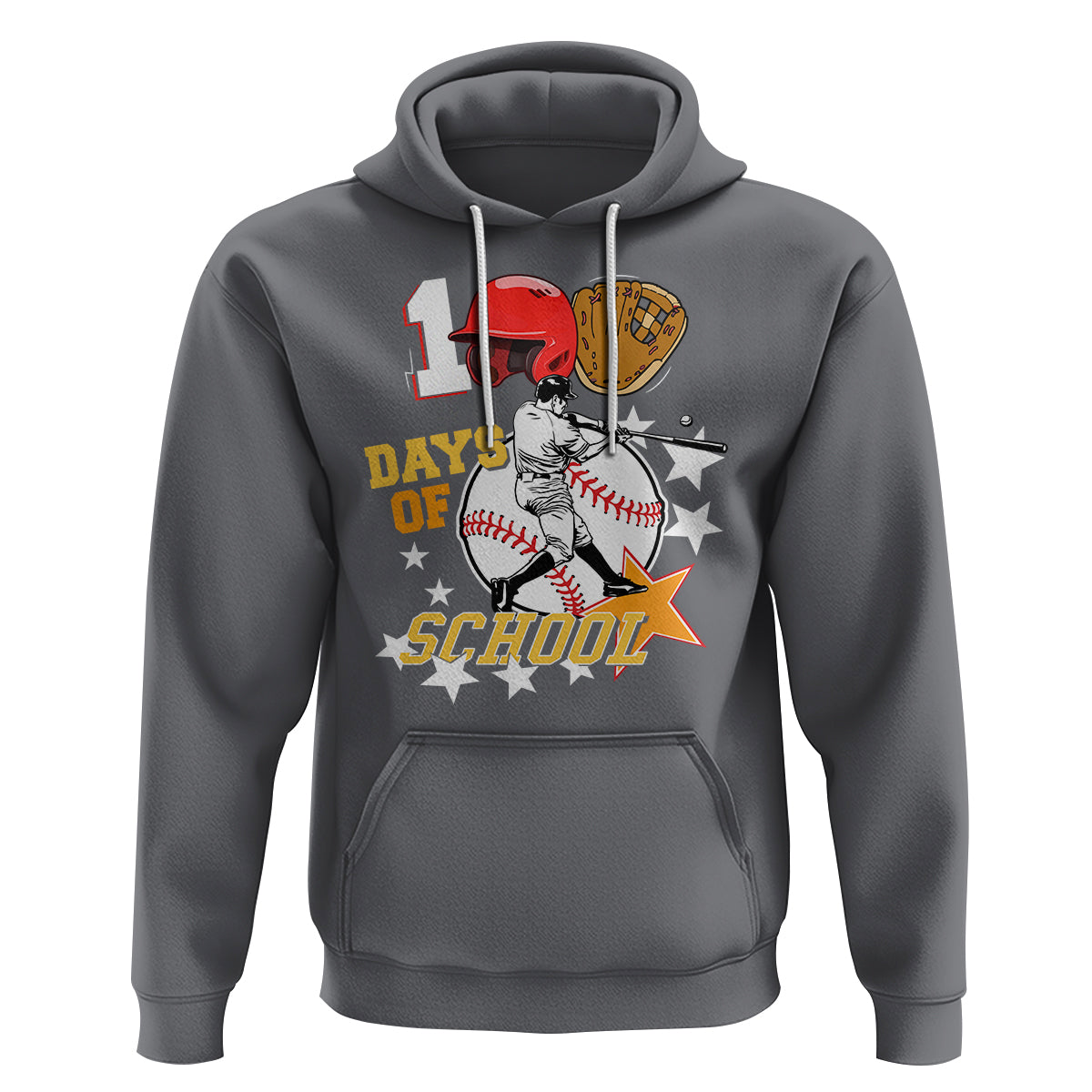 100th Day Of School Cool Baseball Player Hoodie - Wonder Print Shop