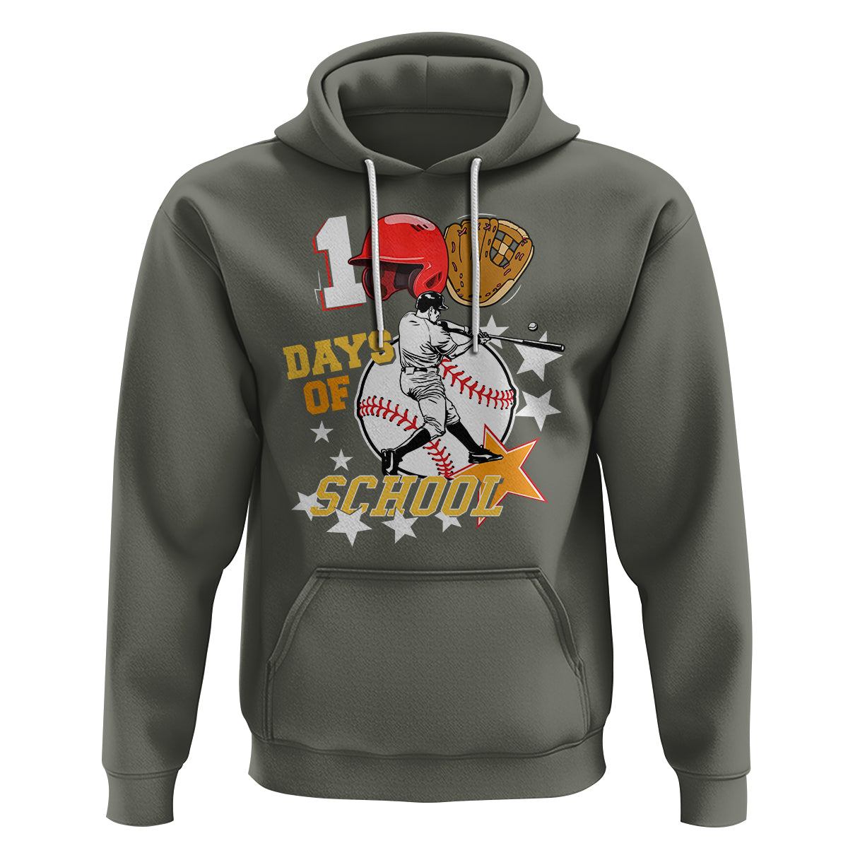 100th Day Of School Cool Baseball Player Hoodie - Wonder Print Shop